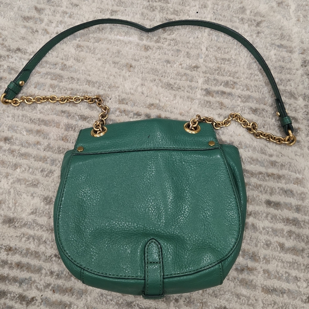Marc By Marc Jacobs Green Leather Shoulder Bag with Gold Chain - Picture 7 of 10